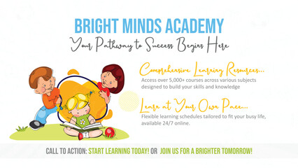 Colorful educational graphic featuring children learning with books. Perfect for schools, educational programs, and learning platforms. Bright and playful design with cartoon elements