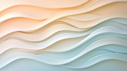 Obraz premium Abstract background with soft pastel blue and orange wavy lines.