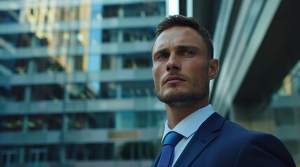 Fototapeta premium Confident Handsome: With a strong posture and self-assured stance, this look radiates determination, significantly enhancing the allure of confidence. 