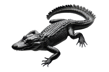 Naklejka premium Black alligator resting on a surface in natural habitat during daylight hours