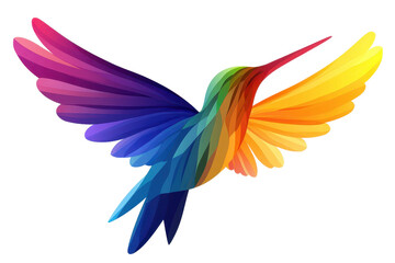 Obraz premium Vibrant silhouette illustration of a hummingbird in flight with colorful wings