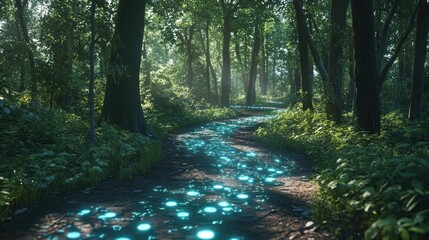 A smart forest path with interactive augmented reality displays