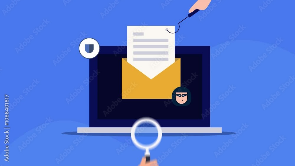 Poster email phishing attack prevention with cyber security technology, detect fraud and protect data onlin