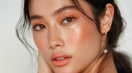 Fototapeta premium Natural Confidence: A quiet assurance that shines from within, reflecting a person's comfort in their own skin and enhancing their innate charm and appeal. 