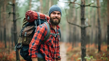 Obraz premium Rugged Outdoorsman: Combining practicality and strength, the rugged outdoorsman look features durable gear and a love for nature, perfect for any adventure. 