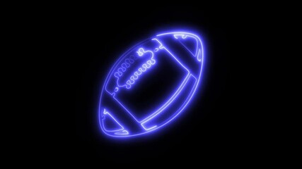 Glowing Rugby Icon and Symbol in HD Video Neon Animation on Black Background - Powered by Adobe