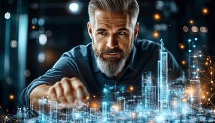 Researcher Explaining Smart City Models and Layouts