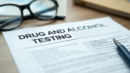 Drug and alcohol testing consent form on office table