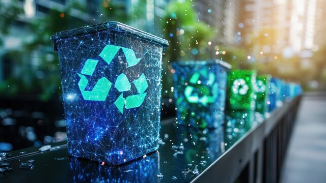 An intelligent waste management system using AI to optimize recycling processes and reduce landfill waste in an eco-conscious city." - Powered by Adobe