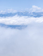 Hiking Karspitze one of the peaks on Nordkette mountain range in Tyrol, Austria in summer
