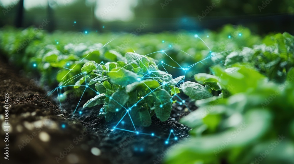 Poster smart farming systems with ai-controlled irrigation and sensor networks, optimizing crop growth in a