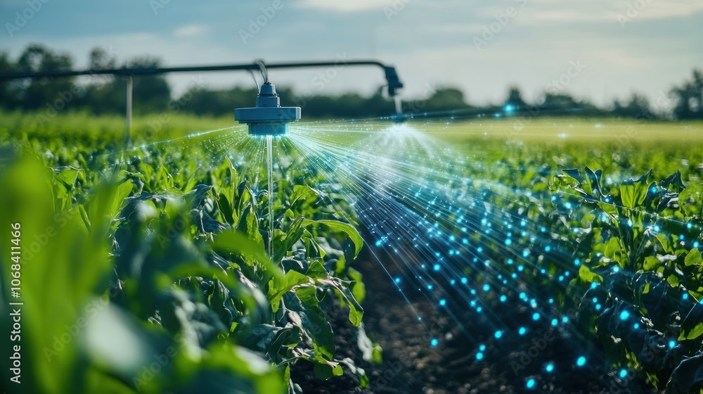 Poster smart farming systems with ai-controlled irrigation and sensor networks, optimizing crop growth in a