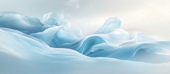 Obraz premium Abstract blue fabric waves in the style of clouds against a light background.