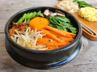 Bibimbap rice and vegetables Korean food