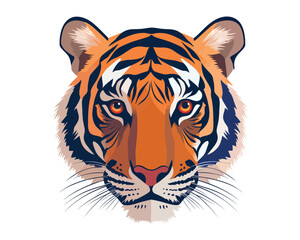 Fototapeta premium Stylish Flat Vector Tiger Illustration with Bold Colors and Intense Expression