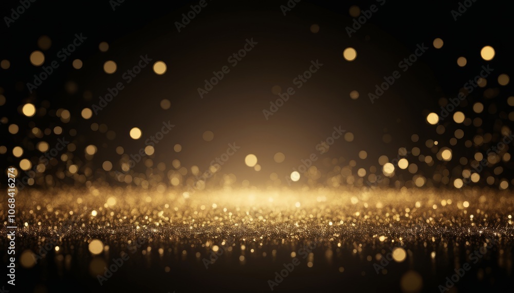 Poster sparkling gold bokeh flare light effect with shimmering particles on a dark background