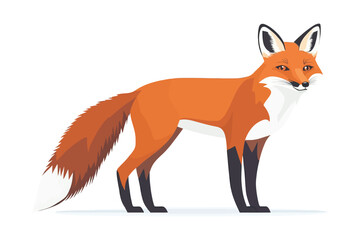 Obraz premium Flat Vector Illustration of a Fox - Wild Animal Art in Modern Minimalist Style