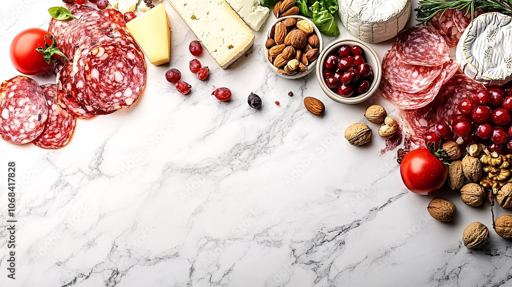 Poster a beautiful charcuterie board filled with a selection of cheeses cured meats nuts and fresh fruit on