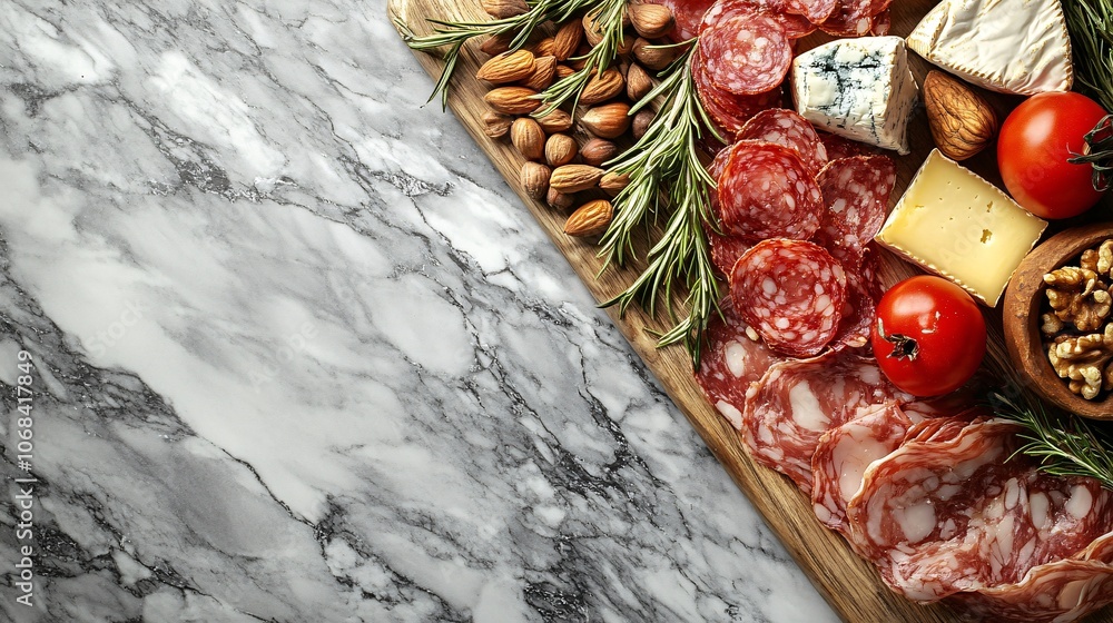 Poster a beautiful charcuterie board filled with a selection of cheeses cured meats nuts and fresh fruit on