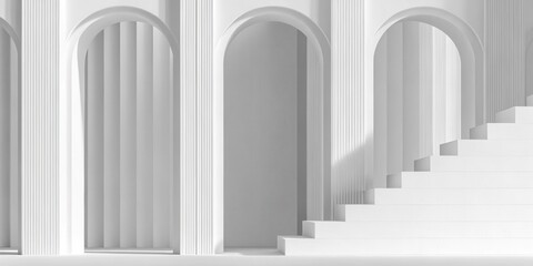 Fototapeta premium White Staircase and Arches in Classical Style