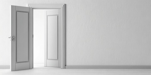 Open Doorway in Minimalist White Room