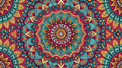 Seamless abstract mandala pattern in various colors, mandala, abstract, seamless, pattern, colorful, vibrant