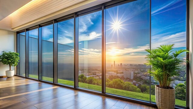 Installation of tinted film for energy efficient and ultraviolet protection , tinted film, installation
