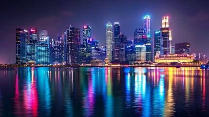 A stunning night view of a modern city.