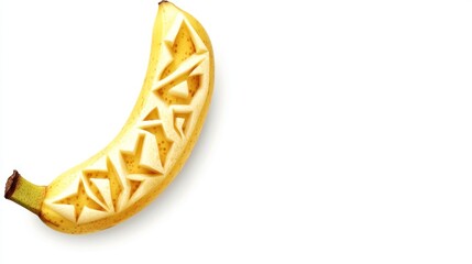 Fototapeta premium A creatively carved banana featuring geometric patterns on its surface.