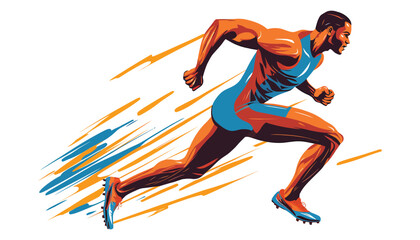 Fototapeta premium Energetic Sprinter in Motion - Flat Vector Illustration of Athletic Power and Speed