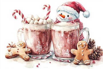 Cup with winter hot drink Cocoa christmas Vector illustration