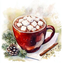 Cup with winter hot drink Cocoa christmas Vector illustration