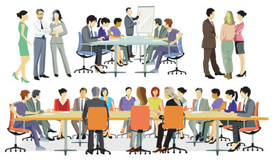 Arbeitsgruppen von  Personen beim Meeting..eps