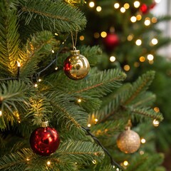 Enchanting Details: A Close-Up Exploration of a Lavishly Decorated Christmas Tree