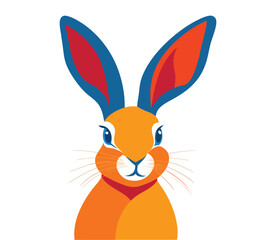 Fototapeta premium Bold Abstract Rabbit Illustration in Red, Blue, and Orange for Modern Art Decor