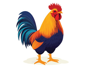 Fototapeta premium Detailed and Colorful Rooster Illustration in Flat Style for Farm Animal Art