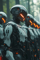 Fototapeta premium A group of robots standing next to each other in a line