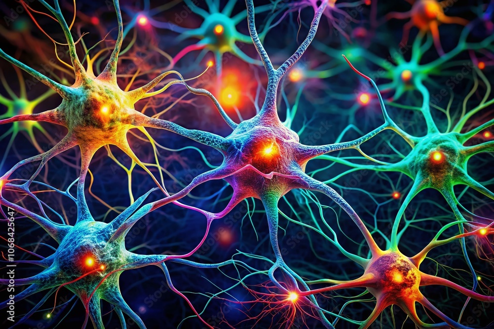 Poster silhouette photography of microscopic nerve cells and structures showcasing the complex networks of 