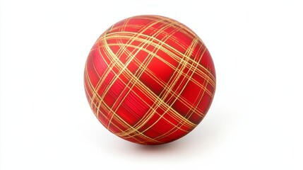 Fototapeta premium red christmas tree ball with pattern isolated on white