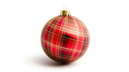 red christmas tree ball with pattern isolated on white