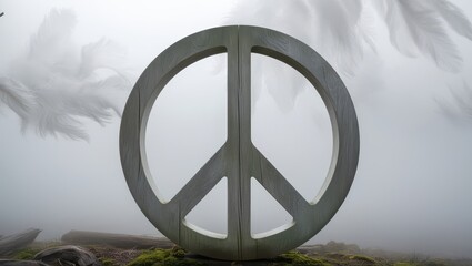 peace sign in the middle of the field