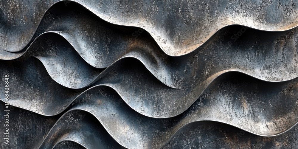 Poster detailed view of a metal surface featuring intricate textures and wavy designs, showcasing the uniqu