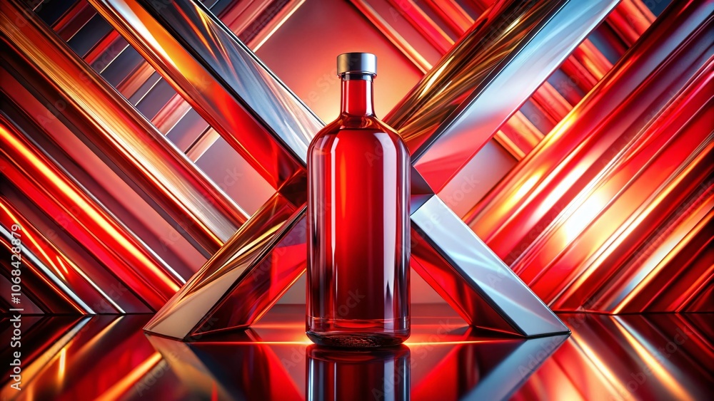 Poster stunning 3d illustration of a red x bottle capturing unique concepts in abstract art with a focus on