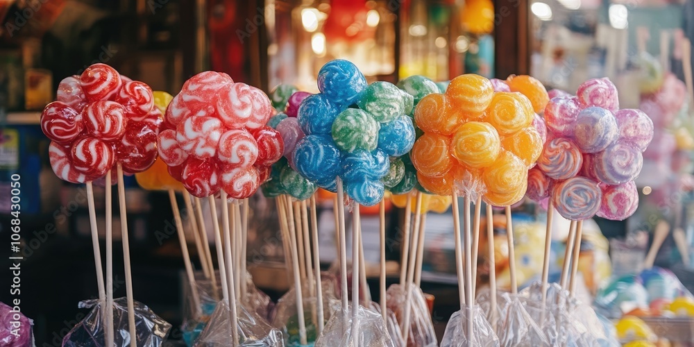 Poster a delightful variety of vibrant lollipops in an array of colors makes for a tasty selection that is 