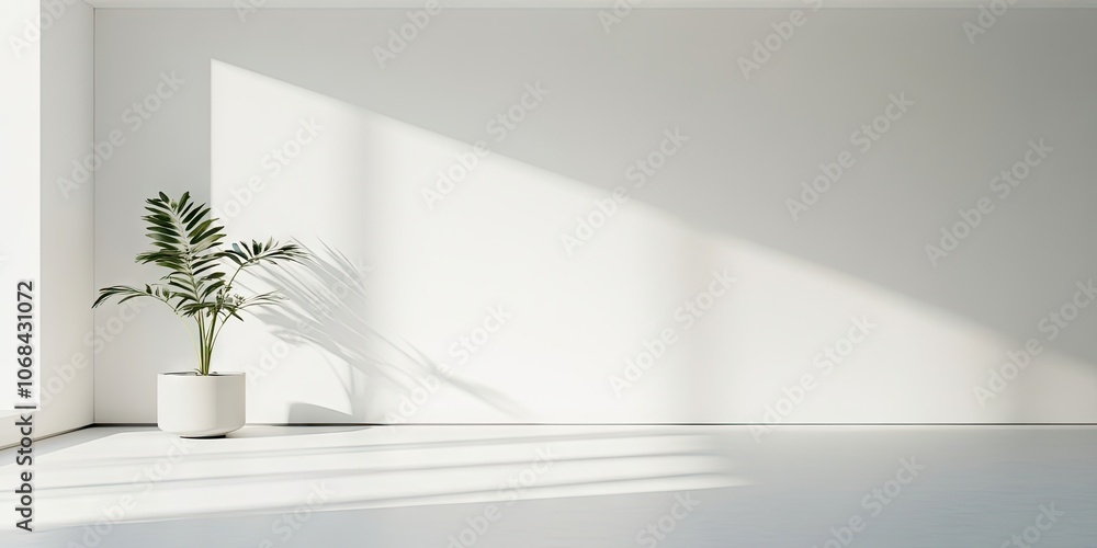 Poster a simple and uncluttered interior wall mockup set against a white background showcases a minimalist 