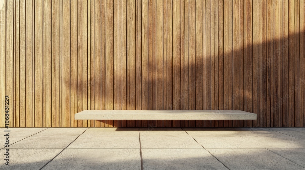 Poster high-resolution image of an empty space against a wood wall background, providing a minimalist aesth