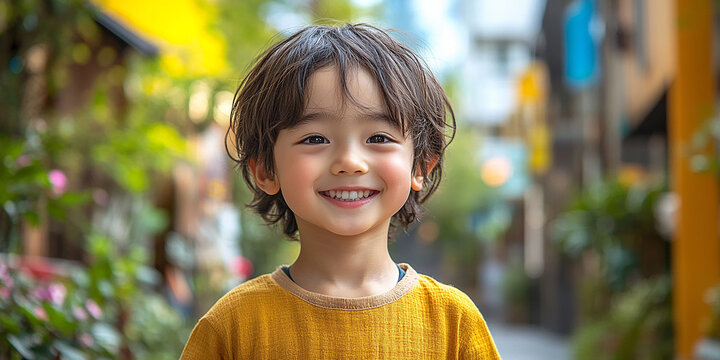Portrait of an asian child looking at the camera