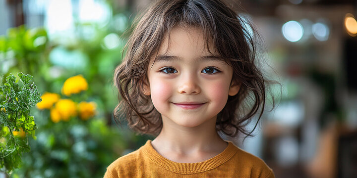 Portrait of an asian child looking at the camera