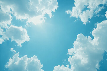 A Serene Summer Sky: A Collection of Fluffy White Clouds and Blue Backgrounds for Nature Enthusiasts