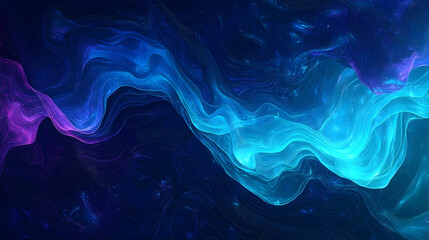 Obraz premium Podcast cover background design with abstract sound wave motifs in dark blue and bright cyan, perfect for music or audio-related content
